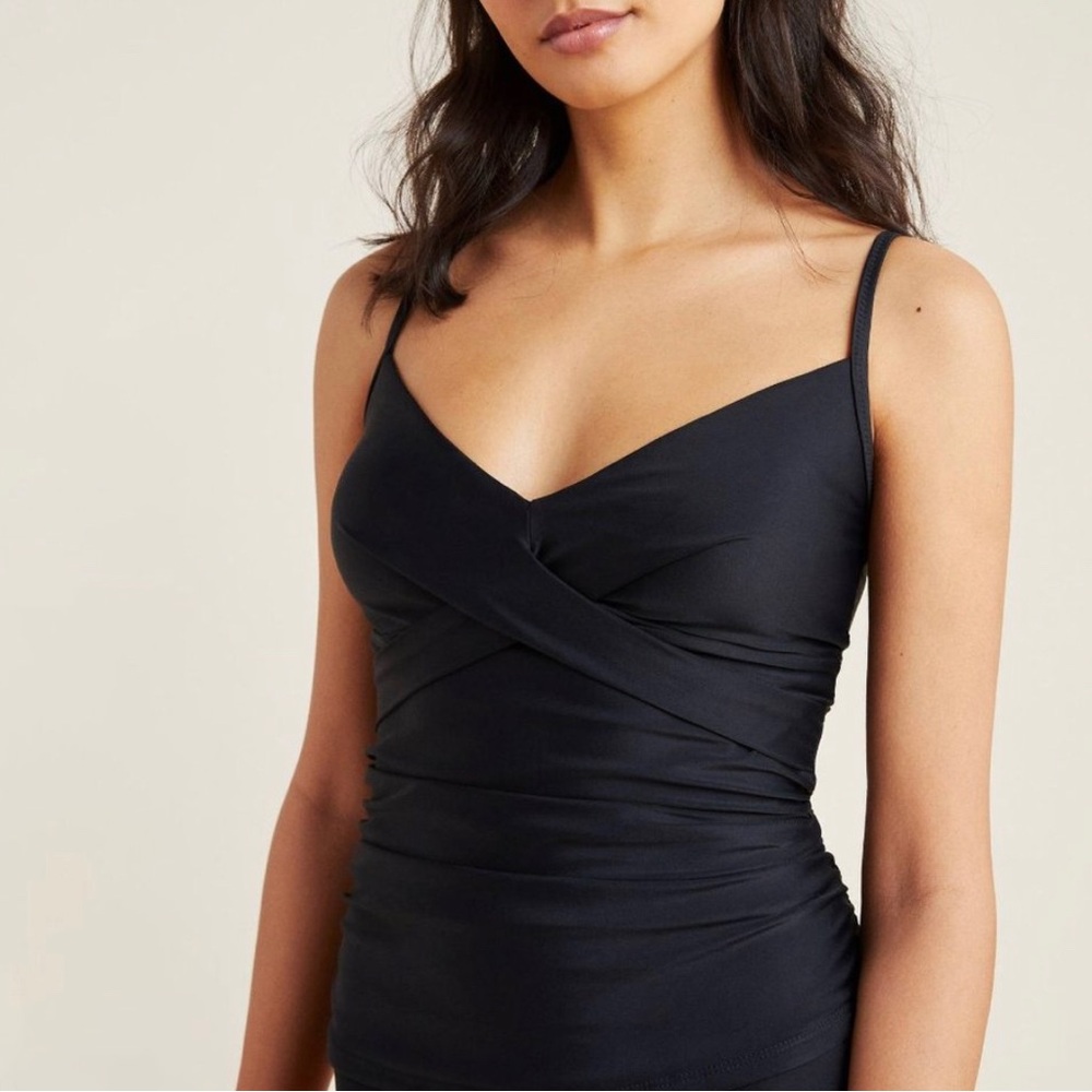 Tricia Criss-Cross Tankini TOP only black size large flattering style
